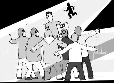 6位曬太陽(yáng)的老人堵住歹徒去路。陶剛 制圖